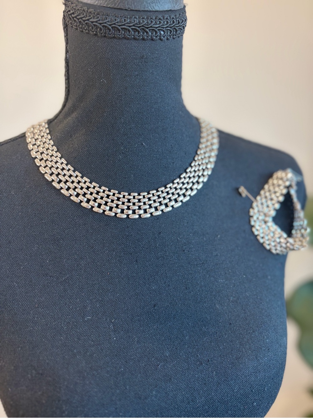 Fashion Jewelry Silver-Tone Multi-Row Link Collar Necklace